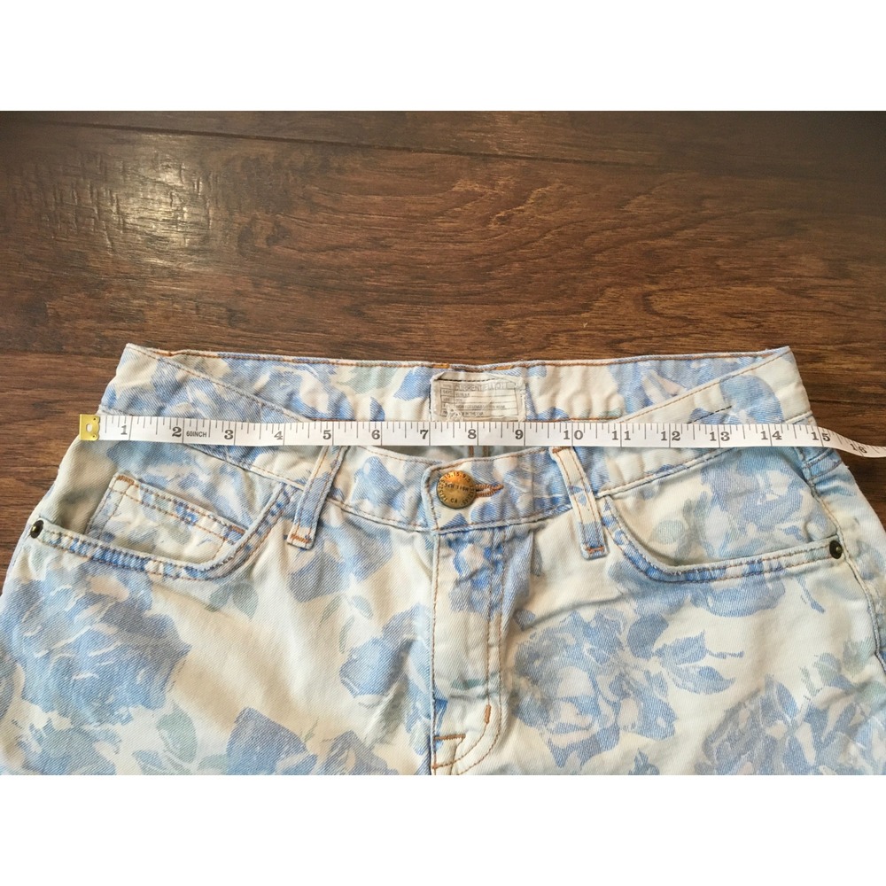 Current Elliott Blue Floral Rose Denim Cut Off Shorts Light Wash Size 0 USA - Picture 3 of 5